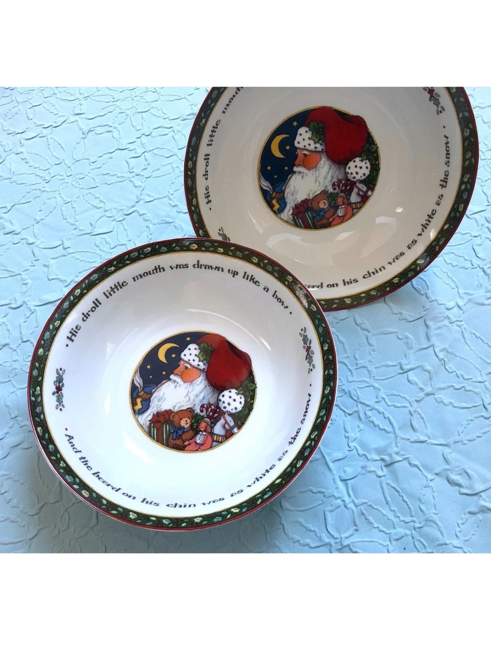 Christmas Story 2 SERVING BOWLS Porcelain Portmeirion International China Santa